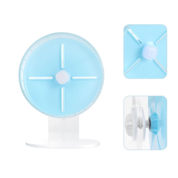 LOLIPPYY 1Pc Quiet Hamster Running Wheel Blue Pet Sports Wheel with Freestanding and Cage Mount