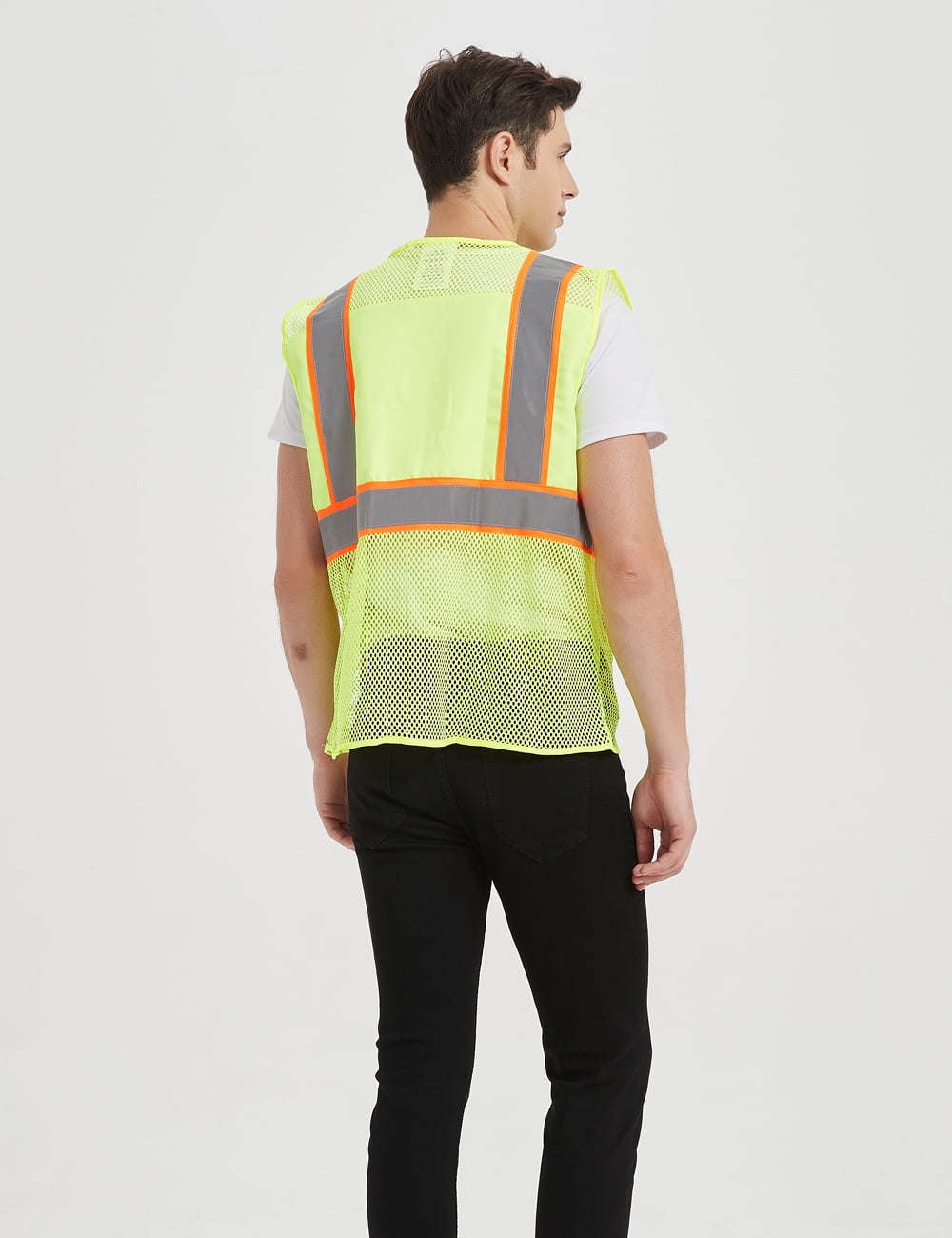 Toptie US Size Big High Visibility Mesh Safety Vest with Pockets Soft Breathable