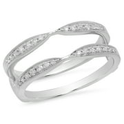 Dazzlingrock Collection 0.22 Carat (ctw) 14K Round Diamond Anniversary Wedding Band Guard Ring 1/4 CT, White Gold, Size 4.5