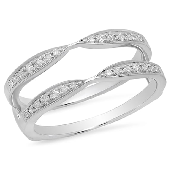 Dazzlingrock Collection 0.22 Carat (ctw) 14K Round Diamond Anniversary Wedding Band Guard Ring 1/4 CT, White Gold, Size 6.5