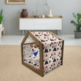 thumbnail image 3 of Geometric Pet House, Modern Composition with Different Colored Triangles Doodle Shapes, Outdoor & Indoor Portable Dog Kennel with Pillow and Cover, 5 Sizes, Peach Coral Black, by Ambesonne, 3 of 5