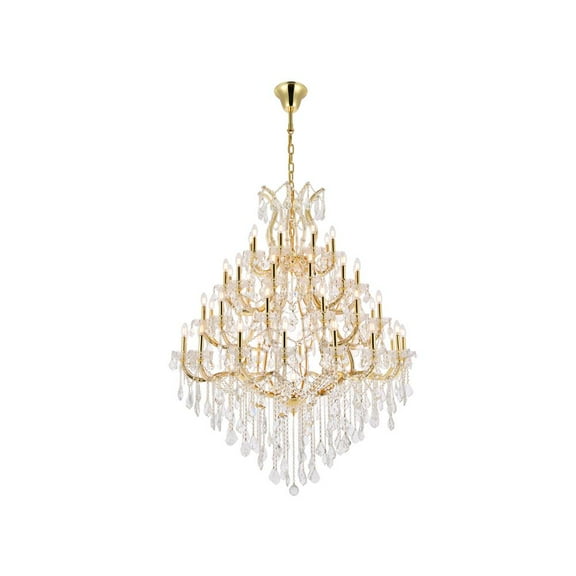 Elegant Lighting Maria Theresa 49-Light Crystal Glass Chandelier in Gold/Clear