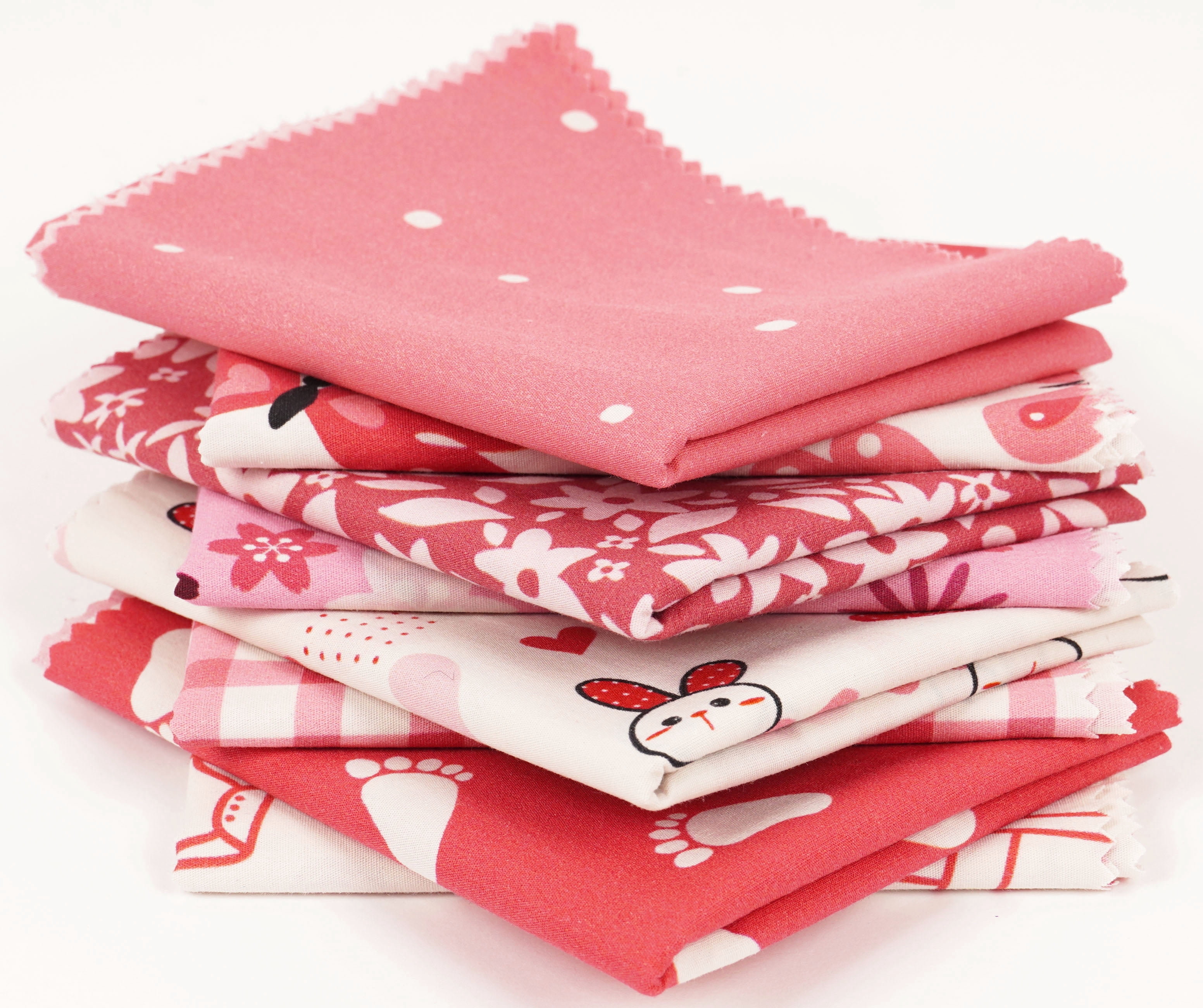 Soimoi 8 Pc Fat Quarter Bundle,Baby GirlPrint 18"x 22"DIY Patchwork-100% CottonPre-Cut Quilting Fabric Pink & White