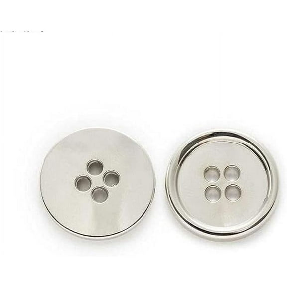 10 PCS Metal Buttons Suit Shirts Coats Sewing Round Retro 4-Hole Buttons for Clothes Decoration Handmaking (Silver, 25mm)