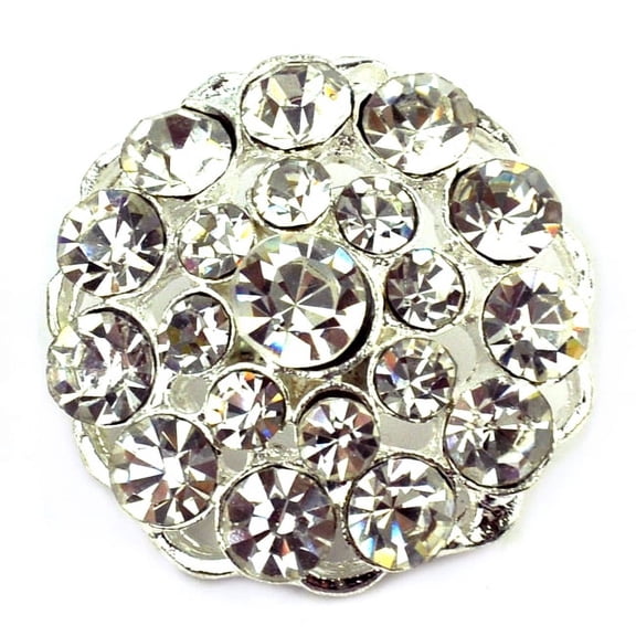 Belagio Rhinestone Metal Shank Button, Cluster Design, Silver- Sewing Fasteners