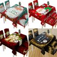 thumbnail image 4 of Mantel navideño rectangular ZOELNIC, funda de tela elástica para silla, funda protectora clásica para mesa navideña, ideal para el hogar, la cocina, el comedor y la decoración de fiestas., 4 of 4