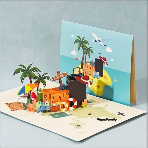 T23-3D Pop Up Beach Vacation 3D Card