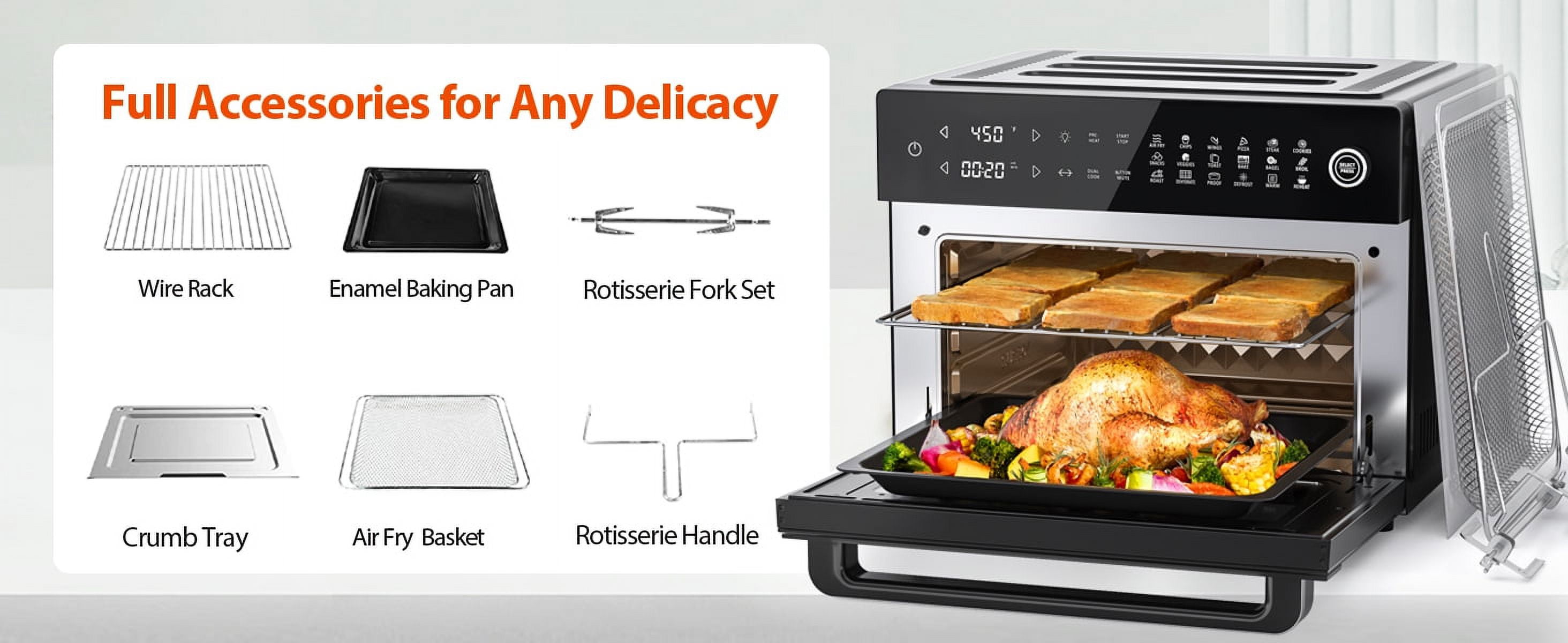 Aeitto PRO 32-Quart Stainless Steel Air Fryer Oven, 19-In-1 Digital Kitchen Appliance, 1800W, Black