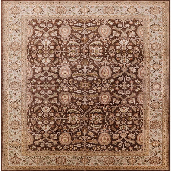 Ahgly Company Indoor Square Mid-Century Modern Dark Sienna Brown Oriental Area Rugs, 3' Square