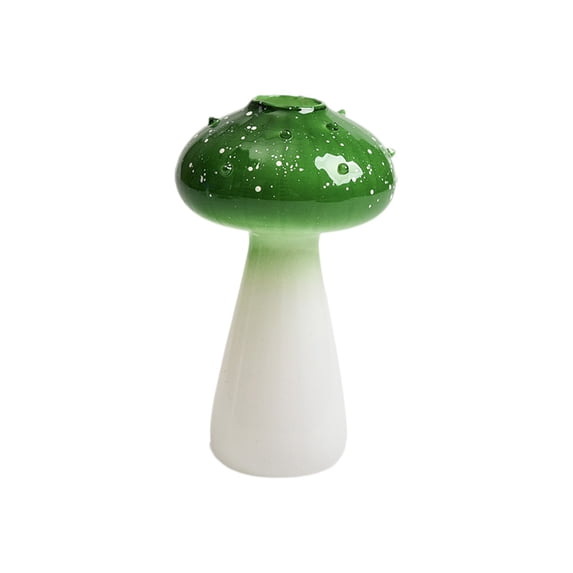 Mushroom-Shaped Glass Vase, Colorful Gradient Hydroponic Planter for Fresh/Dried Flowers, Cute Desktop Home Decor Ornament,Green