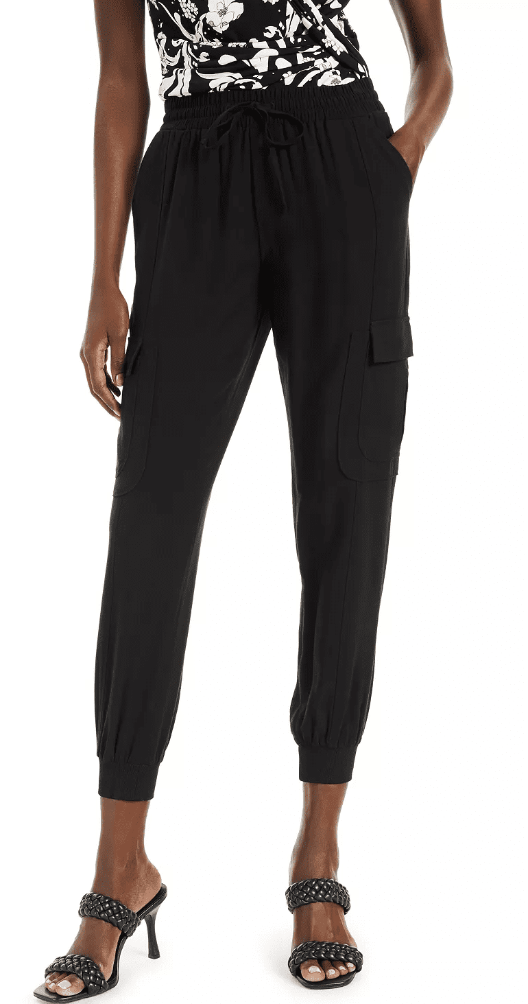 INC International Concepts DEEP BLACK Women's Utility Jogger Pants, US