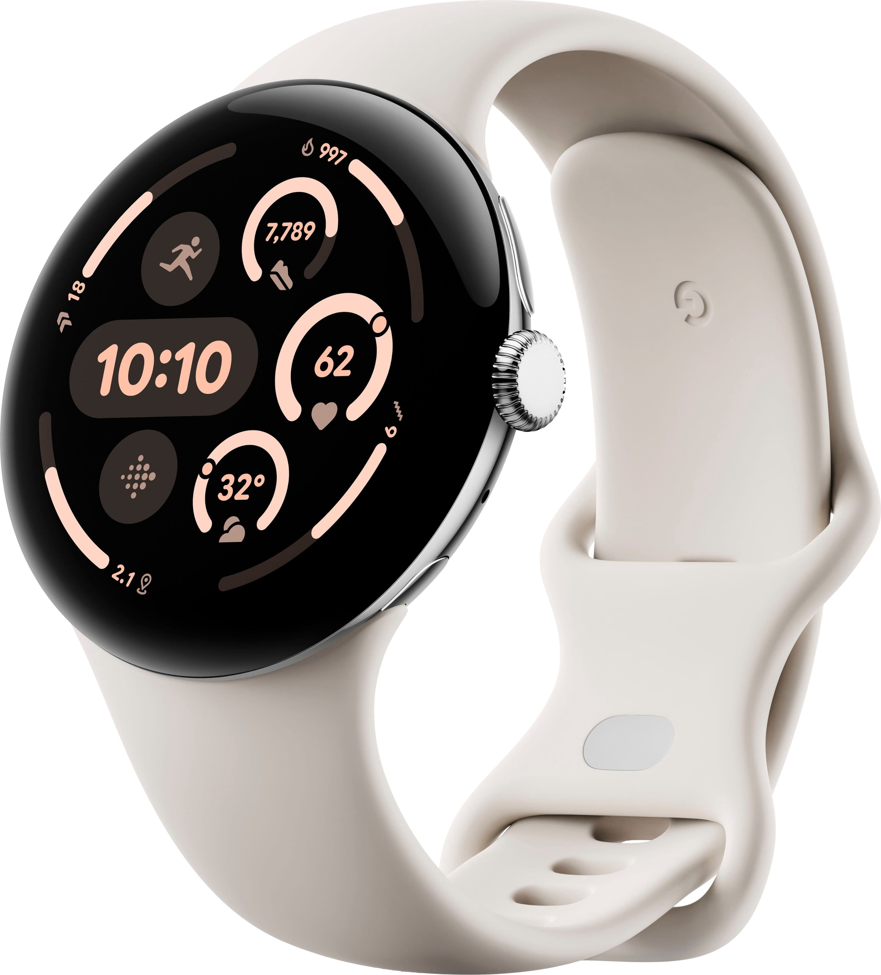 Restored Google Pixel Watch 3 (2024) 41mm GBDU9 (GPS + Cellular) Polished Silver Aluminum (Refurbished)