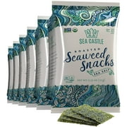 Sea Castle Organic Roasted Seaweed Snack with Sea Salt .35 Oz. 6 Pack Gluten Free, Keto Friendly, Non GMO Verified, Kosher