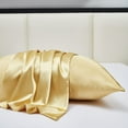 thumbnail image 2 of HIG Cooling Curved Pillow Cases 2 Pack King - Silky Soft Stretch Satin Pillow Shams, Gold - 20x36 Inches, 2 of 7