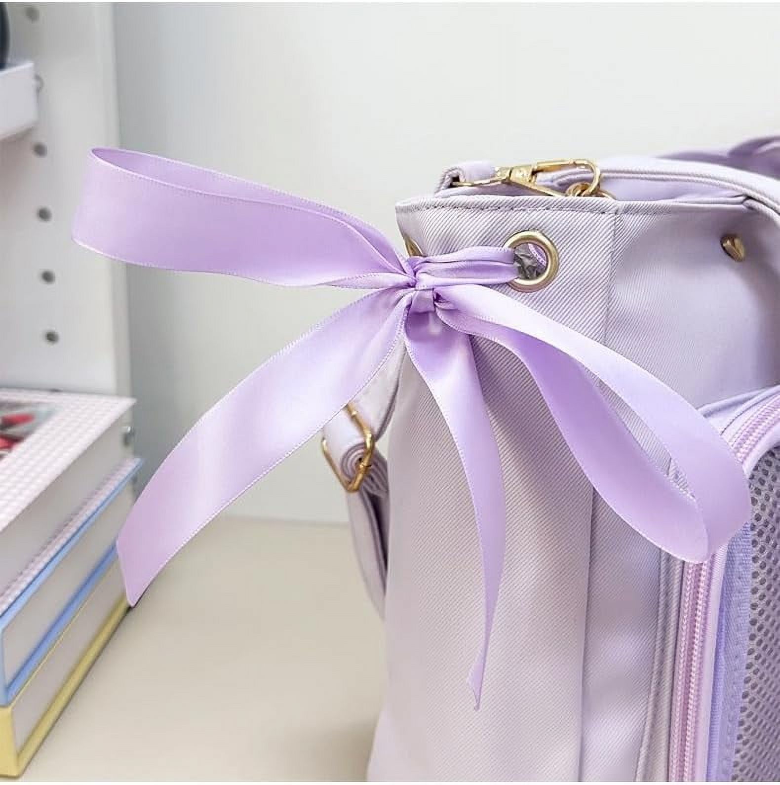 JUYGO Cute Ribbon Japanese Ita Bag Large Tote Crossbody Bag Messenger Bag for Women Aesthetic Bag Y2K Purse (White)