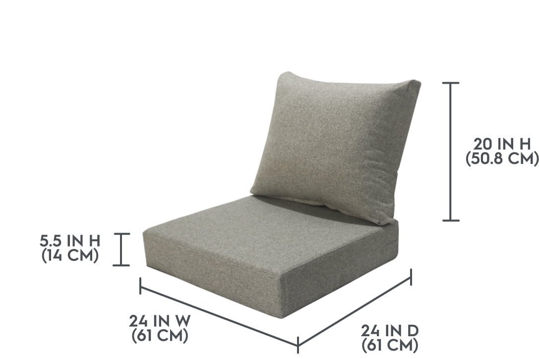 Better Homes & Gardens 24"x 24" Premium Gray Outdoor 2 Piece Deep-Seat Cushion