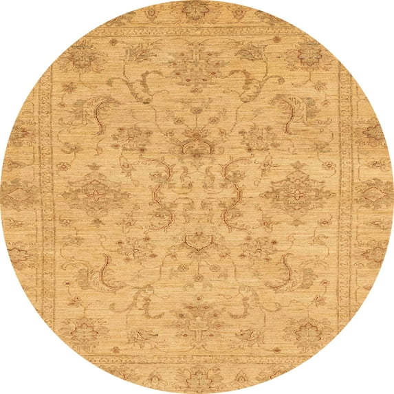 Ahgly Company Indoor Round Abstract Dark Orange Abstract Area Rugs, 8' Round