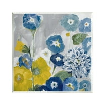 Stupell Industries Blue & Yellow Abstract Poppies Botanical & Floral Painting Unframed Art Print Wall Art
