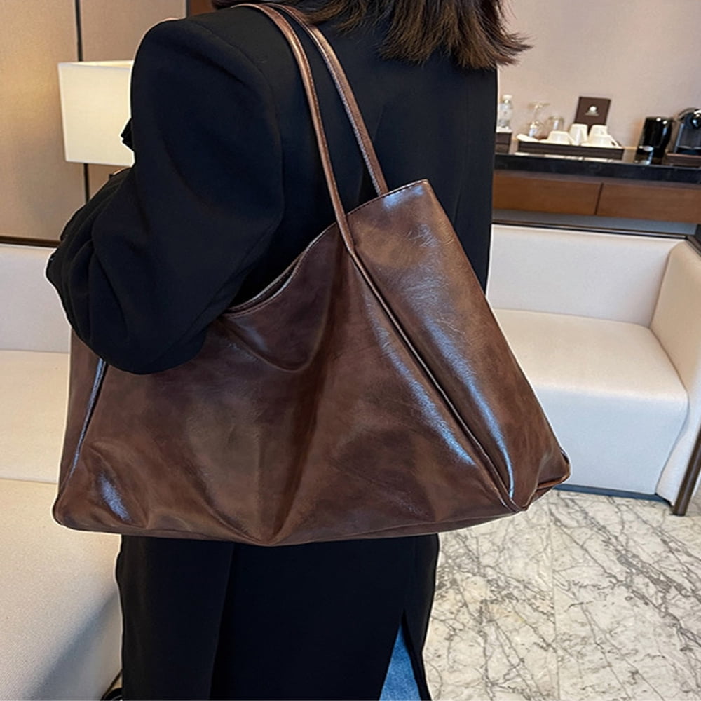 OUSITAID Vintage Lightweight Portable Large Capacity Casual Fashion Women s Minimalist Tote Bag Large Capacity Shoulder Bag For Work Artificial Leather Bag For Girls Women College Student Walmart