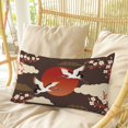 thumbnail image 4 of Japanese Style Pillow Covers, Linen Long Throw Pillow Case, Modern Cranes Cherry Flower Wave Brown Holiday Pillow Protector Decorative Cushion Cover for Living Room/Bedroom 20" x 36", 4 of 8