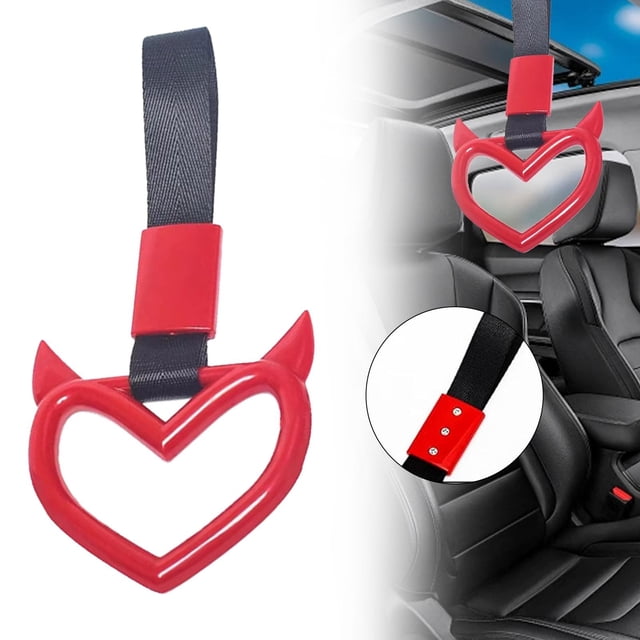 1pcs Ring Heart Shape Car Handle With Drift Pendant Rear Bumper Warning Decoration Heart Shape Handle With Drift Pendant For Car Bus Interior Exterior Decoration
