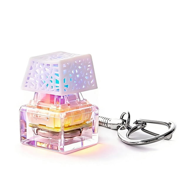 Keyboard Fidget Toys, Keyboard Keychain with LED Light Keychain Fidgets Sensory Keycap Decomp Key-Chain Fun Toys For Anxiety