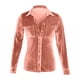 thumbnail image 5 of Blusa de terciopelo de invierno para mujer: camisa lisa de manga larga con bolsillo con botón, estampado floral, abertura lateral, ideal para looks informales y para salir de fiesta., 5 of 6