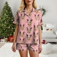 thumbnail image 3 of UngA Christmas Silk Pajamas for Women Short Sleeve Sleepwear Button Down Top and Shorts Loungewear 2 Piece Christmas Pjs for Women Set,Size XL, 3 of 6