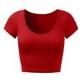 thumbnail image 3 of TYGHBN Womens Summer Short Sleeve Cute Crop Tops Casual Basic Crewneck Slim Fit T Shirts Womens Tee Shirt Loose Long Sleeve Comfort Long Sleeve Shirts for Tall Women Summer Sports Women Workout Top, 3 of 3