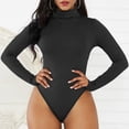 thumbnail image 2 of Valcatch Women's Turtleneck Slim Bodysuit Long Sleeve Leotard Tops Jumpsuit, 2 of 6