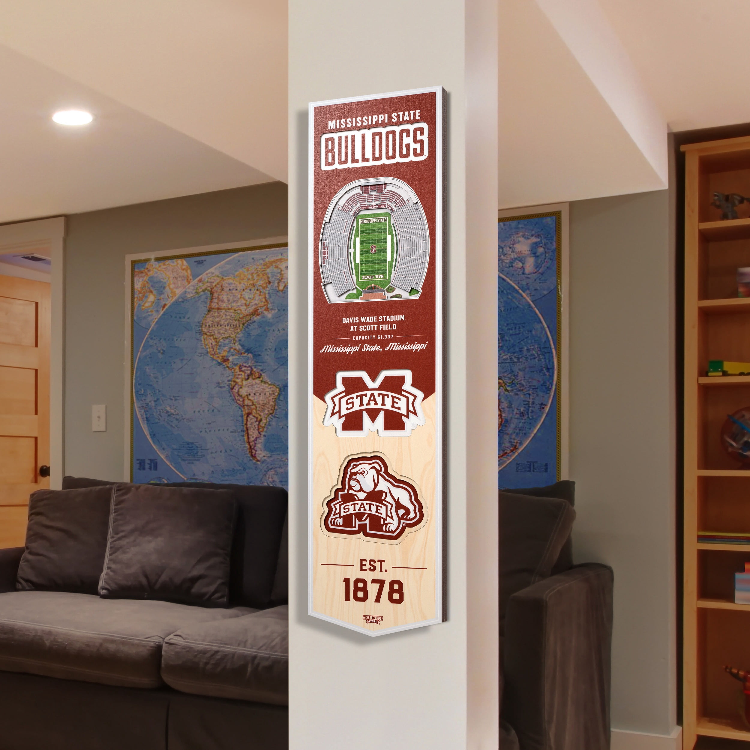 YouTheFan NCAA Mississippi State Bulldogs 8x32 Stadium View Banner