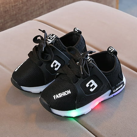 

nsendm Kids Lighted Sneakers Glowing Shoes Boys Baby Sneakers With Luminous Sole Children Led Shoes Boys Girls 1 Year Old Shoes Black 4 Years