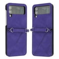 thumbnail image 2 of SaniMore for Samsung Galaxy Z Flip 3 Case, Ultra-Thin PU Leather & Rugged PC Folding Cover Built-in Kickstand & Holder Anti-Scratch Heavy Duty Full Body Protective Shell for Samsung Z Flip 3, Purple, 2 of 6