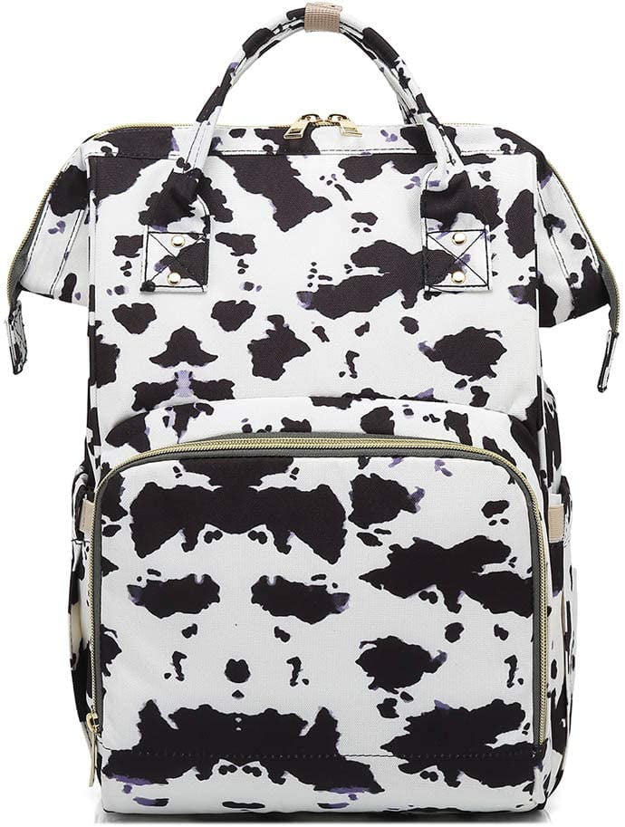 Cow Spots Print Diaper Bag Backpack Maternity Baby Changing Bag Large Capacity Backpacks