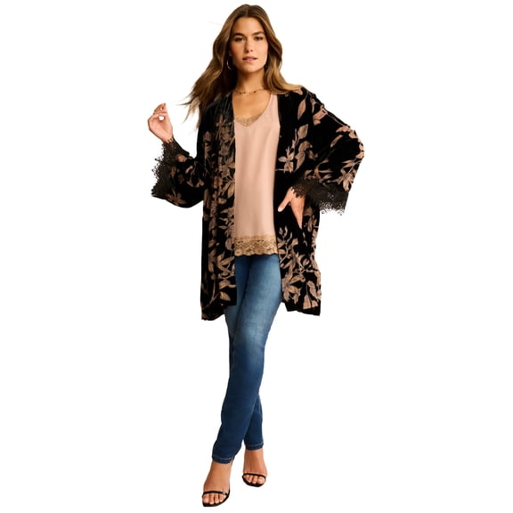 Roaman's Women's Plus Size Velour Embroidered wrap