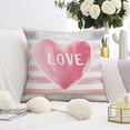 thumbnail image 3 of Valentines Day Pink Stripe Love Heart Be Mine Pillowcases,Romantic Throw Pillow Covers 18 X 18 Inch, Set Of 2, Linen Study Sofa Cushion Cover Indoor Living Room Home Decor, 3 of 7
