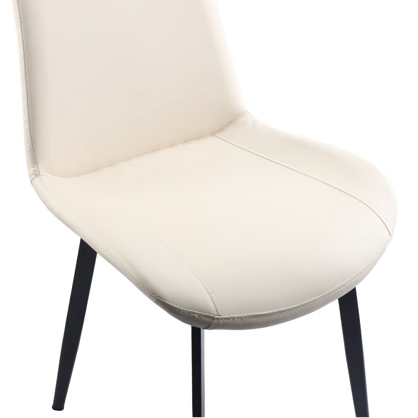 Beige PU Leather Dining Chairs Set of 2, Modern Upholstered Kitchen Chairs with Metal Legs, Armless Side Chairs for Dining Room, Restaurant, Living Room & Meeting Room