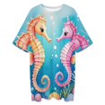 thumbnail image 3 of Seahorse Sea Bottom Sleepshirts For Sleeping Travels Loose Sleepdress Pajama Dress Soft Nightdress Sleepwear, 3 of 7
