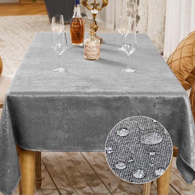 Mantel para decoración de mesa de fiesta, rectangular, efecto lino, resistente al agua y a las manchas (gris, 140 x 180 cm)