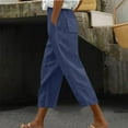 thumbnail image 2 of Seductiva Soft Leggings for Women Pants for Women Casual 2025 Summer Drawstring Elastic High Waist Linen Pants Wide Leg Cropped Trousers Loose Casual Pants, 2 of 5