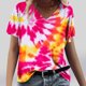 thumbnail image 2 of Camiseta de Manga Corta de la Mujer con Cuello en V Causal, Camiseta de Estante de Imitación de Moda de Verano, 2 of 4