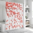 thumbnail image 5 of Polyester Fabric Pink Red Flower Shower Curtain, Modern Watercolor Minimalist Floral Waterproof Bathtub Curtain Bathroom Decor Set with Hooks 66 x 72 Inches, 5 of 6