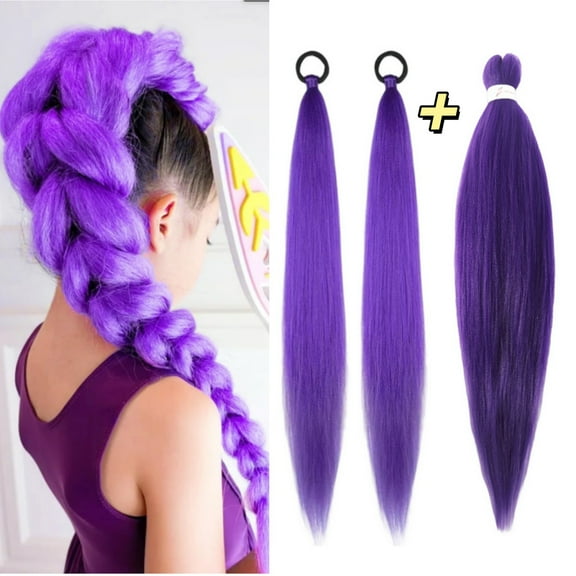 Purple Pre-Stretched Braiding Hair Extension for Braids Yaki Synthetic Crochet Braiding Twist Hair Halloween Costume Cosplay (Purple, 26 Inch)