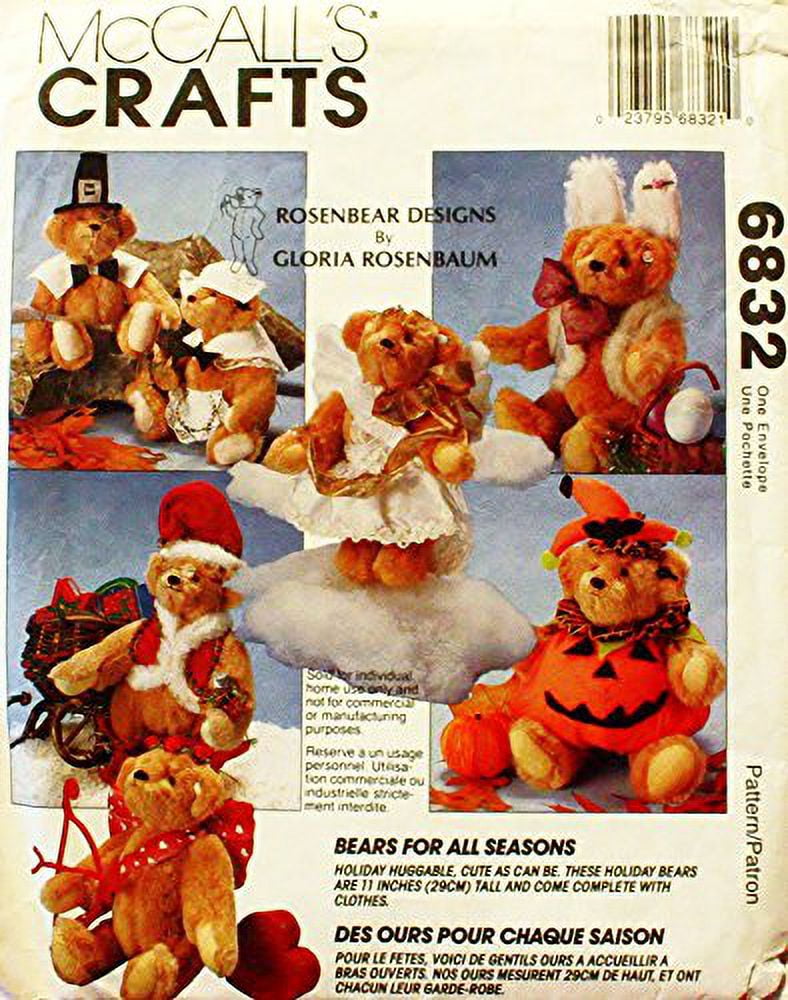 McCall's Craft Pattern 5125 Elderbearies - Sewing Pattern For 19" & 15" Stuffed Bears With Clothes & Bag