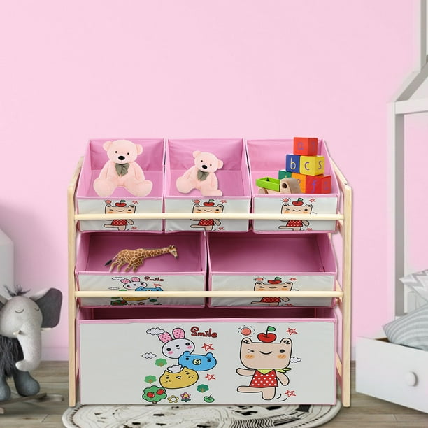 Storage Lovely Cartoon Children Kids Storage Box Wooden Toy Storage Shelf