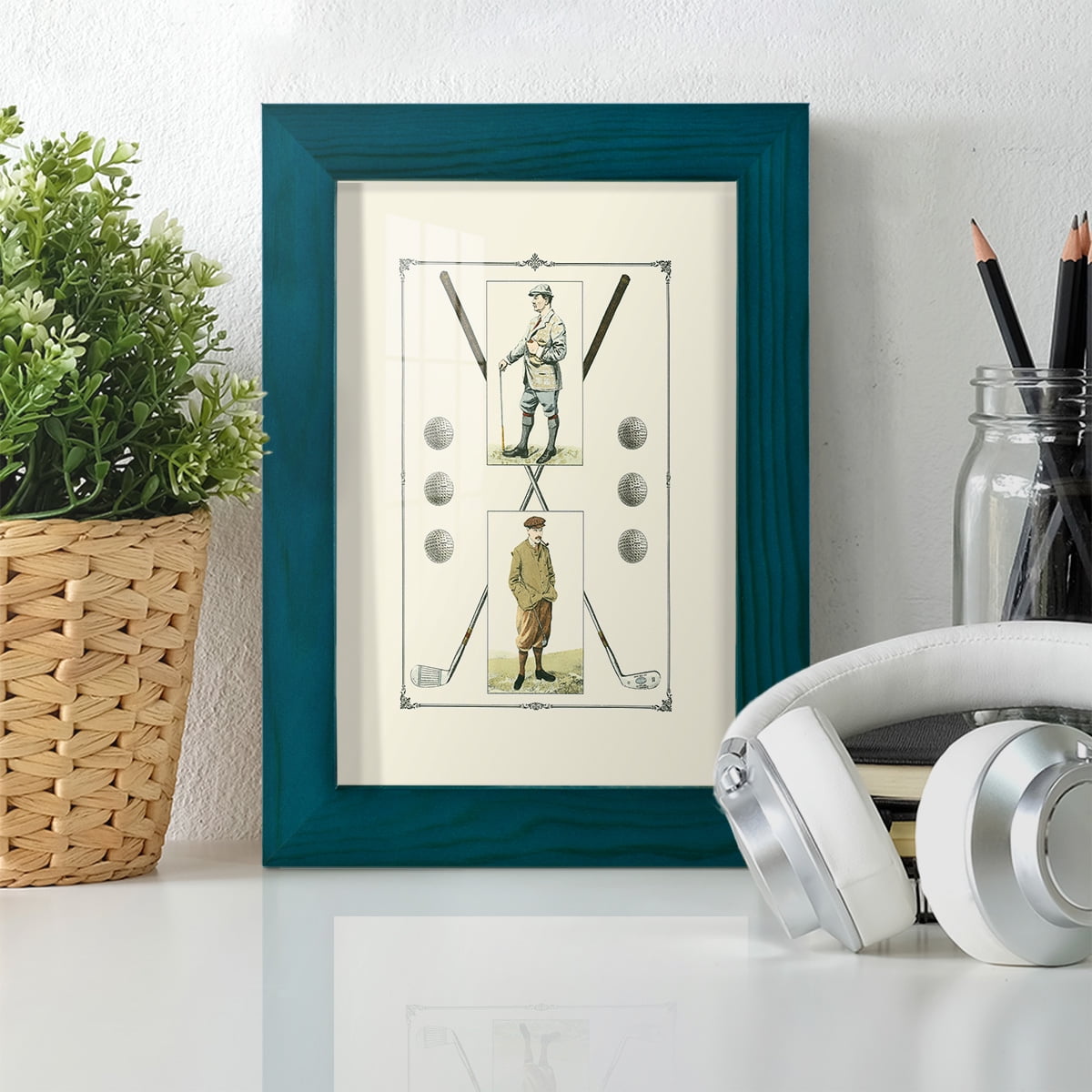 Golfers: John Henry & R. Maxwell -Framed Print w/glass-Ocean Blue
