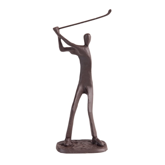 Danya B Golfer Sculpture Statue Cast Iron, Dark Brown