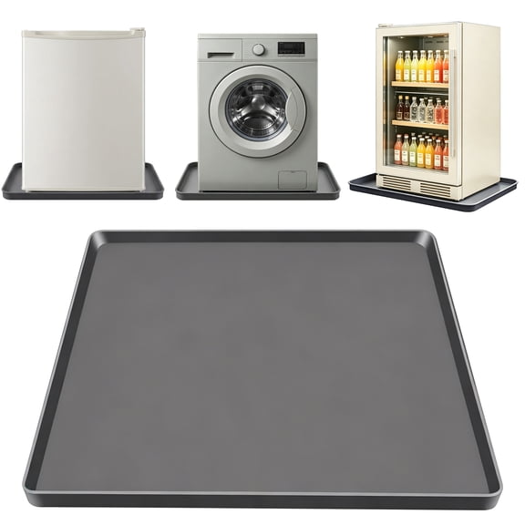 Mini Fridge Mat, 24"x24"X0.78" Mini Fridge Drip Trays Mat for Carpet Floor, Under Refrigerator Mat AC Conditioner Drip Pan, Silicone Mat for Refrigerators, Washing Machines, Dryers, Gray