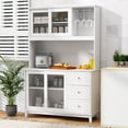 thumbnail image 2 of Gymax Kitchen Pantry Storage Cabinet Kitchen Hutch w/ LED lights & Power Outlet White, 2 of 10