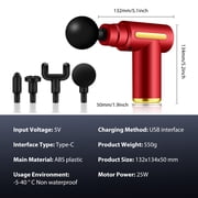 Massage Gun Deep Tissue, Neck Massager, Massage Tool, Muscle Roller, Red